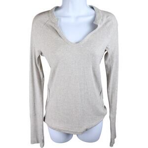 Grey State Odette Ribbed Long Sleeve Top Grey Heather S NWT
